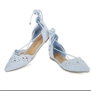 Blue lace up flats